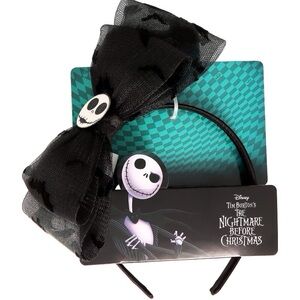 Disney Nightmare Before Christmas Jack Skellington Black Mesh Bow Headband